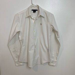 White, slim fit, long sleeve, Polo shirt.